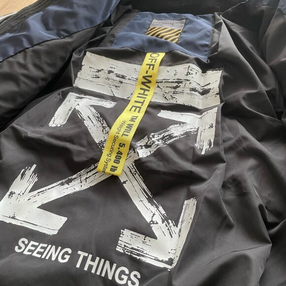 OFF-WHITE MEN'S PUFFER CASUAL JACKET MEDIUM SIZE - Picture 4 of 6